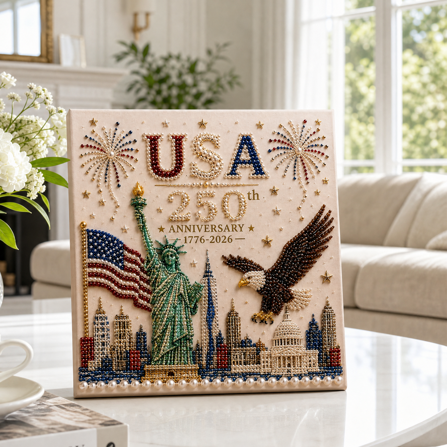 🔥LAST DAY 50% OFF - 🇺🇸 USA 250th Anniversary DIY Pearl Painting Kit ✨❤️‍🔥