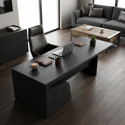 Charcoal Stone-Look Minimalist Table