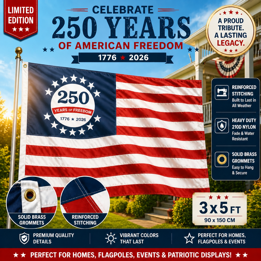 🔥250th Anniversary USA Commemorative Flag (3x5 Ft).Double-Sided Embroidered