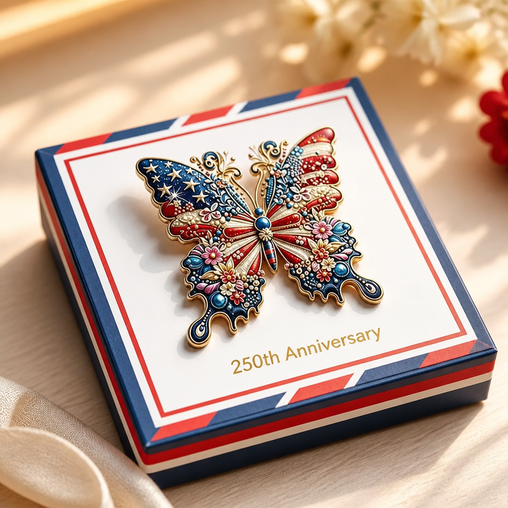 US 250th Anniversary Butterfly Shape Brooch Pin