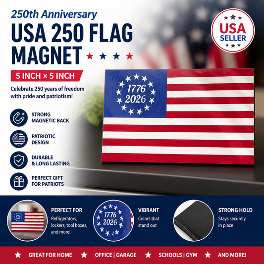 5.5 USA 250th Anniversary Articulated Waving Flag with Internal Magnets