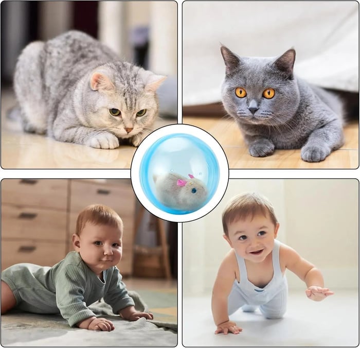 🧒Pet-friendly toys🐱Auto-Rolling Ball with Mouse Hands-Free Play for Indoor Cats