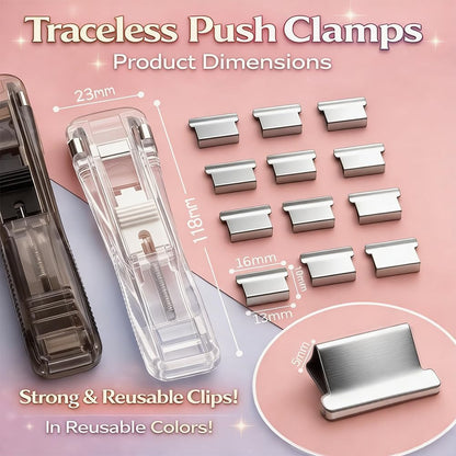 2 Pcs Portable Binder Clip Stapler. with 100 Pcs Small Binder Clips. Non-Destructive Paper Clam Dispenser for Office. Home. School