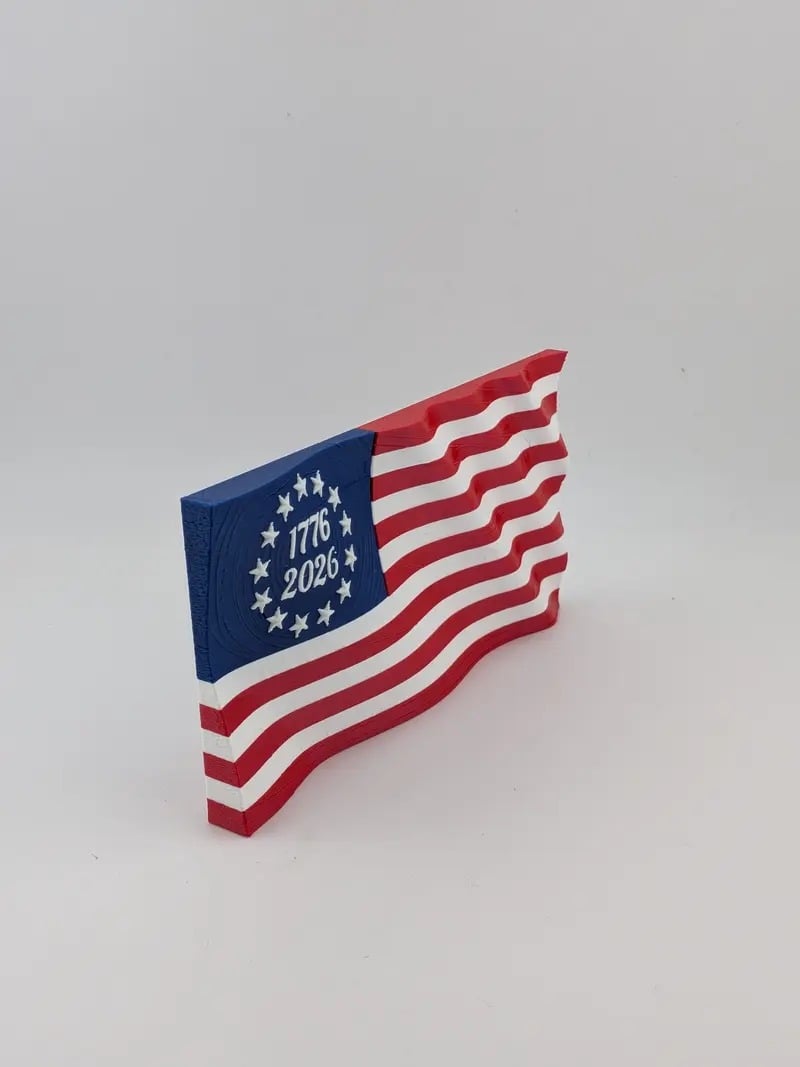 5.5 USA 250th Anniversary Articulated Waving Flag with Internal Magnets