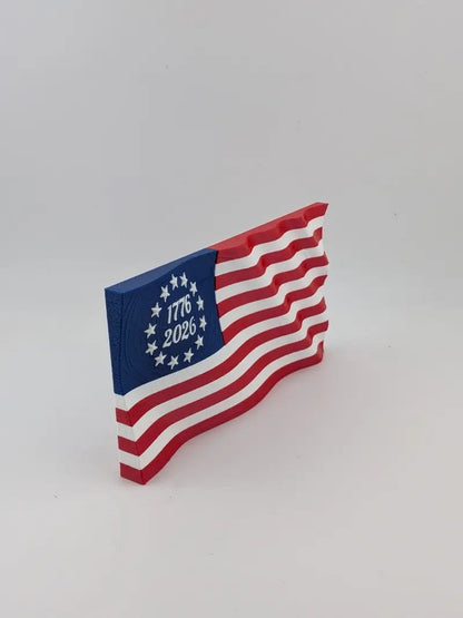 5.5 USA 250th Anniversary Articulated Waving Flag with Internal Magnets