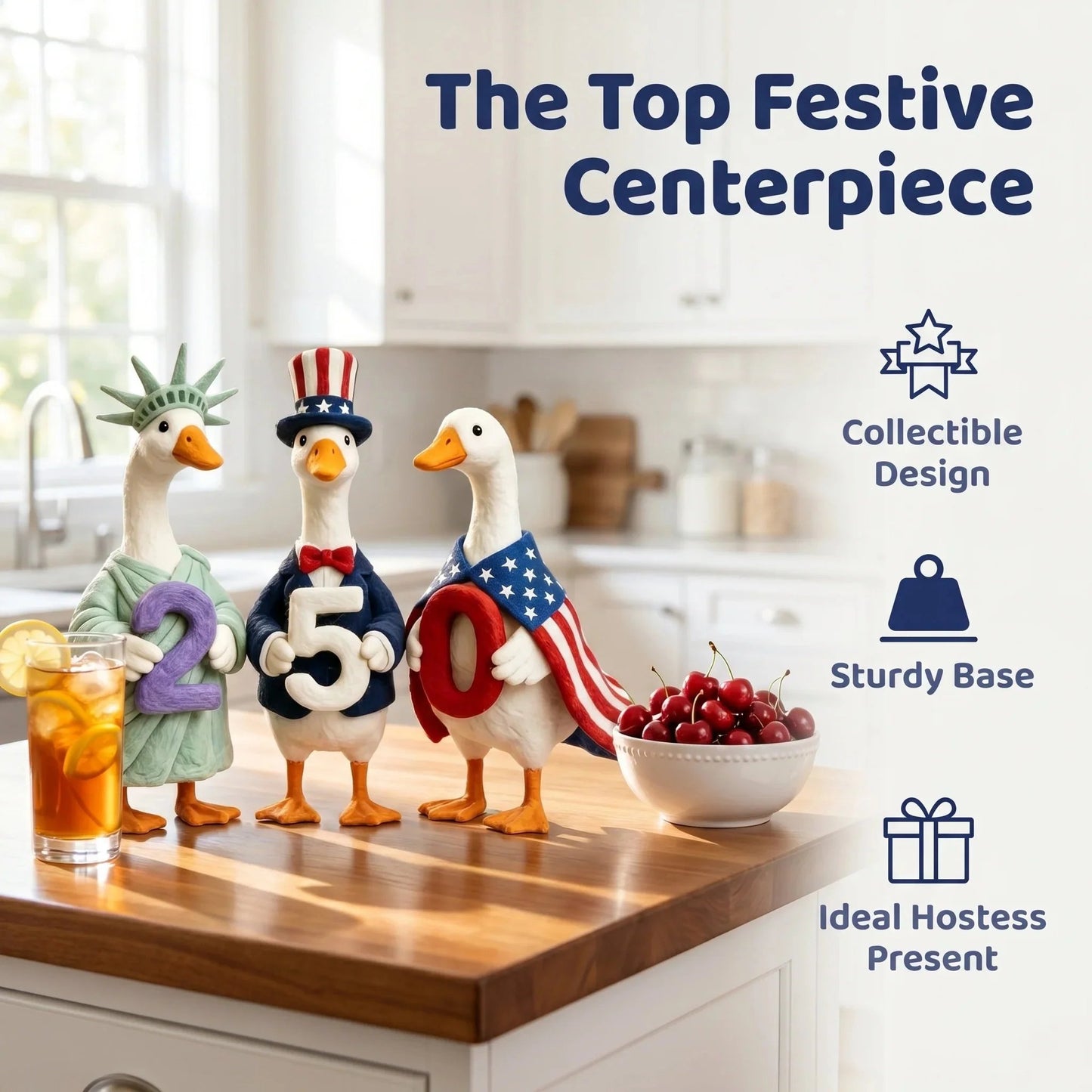 🔥Last Day 49% OFF—Whimsical USA 250 Patriotic Geese Centerpiece