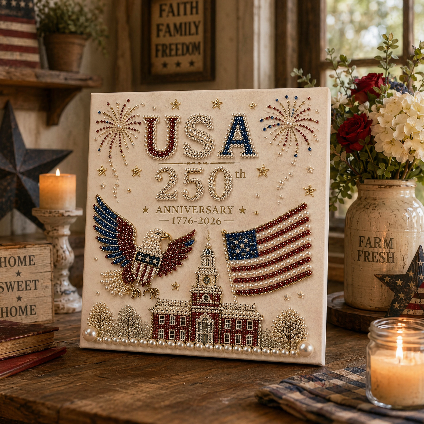 🔥LAST DAY 50% OFF - 🇺🇸 USA 250th Anniversary DIY Pearl Painting Kit ✨❤️‍🔥