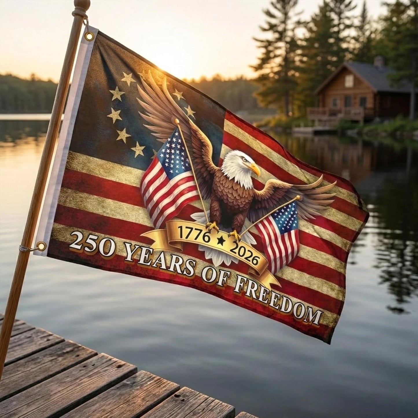 USA 250th Anniversary Flag 1776 - 2026 Patriotic Eagle