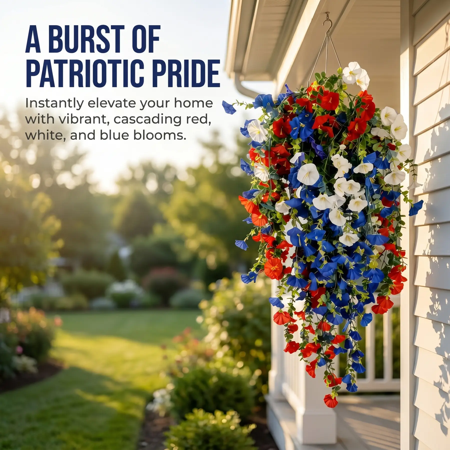 4th of July Patriotic Flower Decor, 3M Warm LED Lights with Button Remote