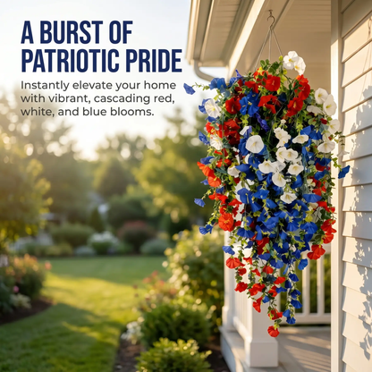 4th of July Patriotic Flower Decor, 3M Warm LED Lights with Button Remote