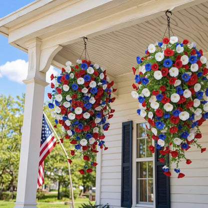 4th of July Patriotic Flower Decor, 3M Warm LED Lights with Button Remote
