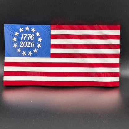 5.5 USA 250th Anniversary Articulated Waving Flag with Internal Magnets