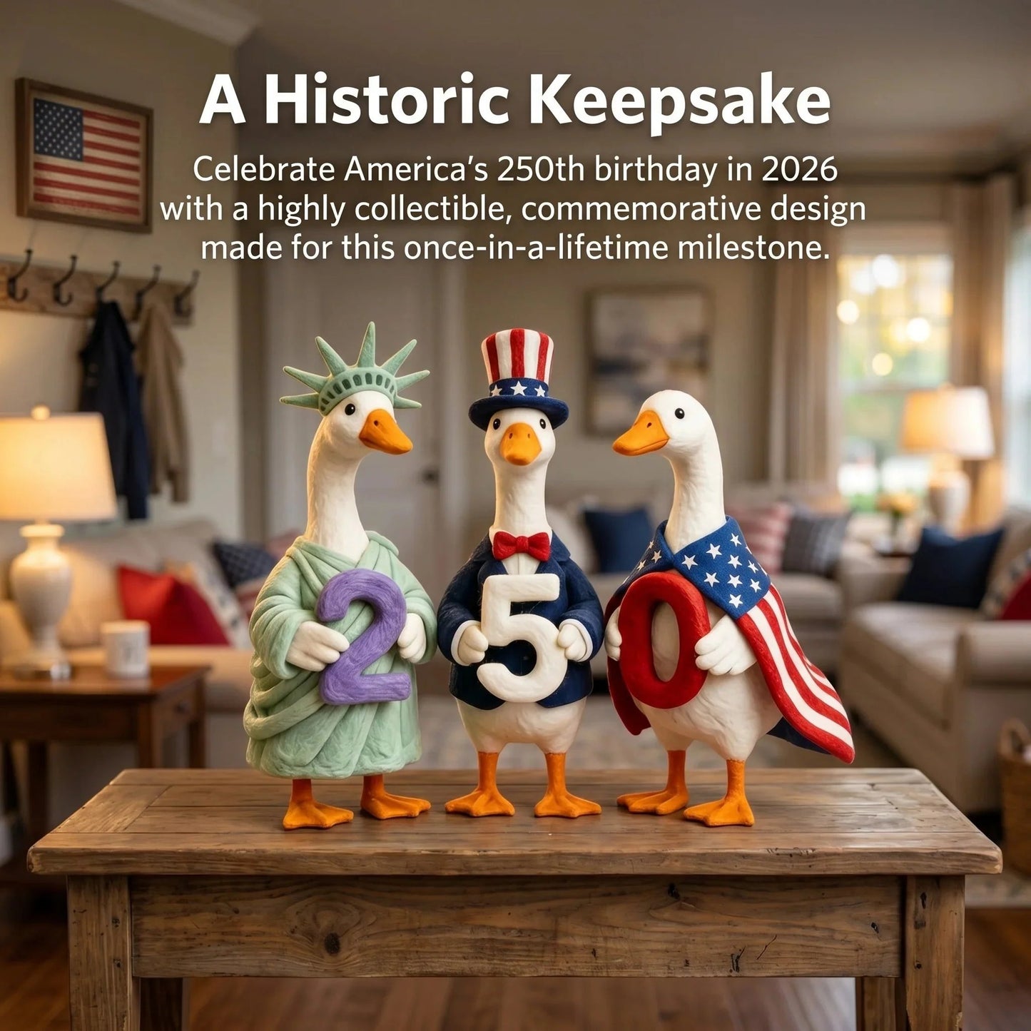 🔥Last Day 49% OFF—Whimsical USA 250 Patriotic Geese Centerpiece