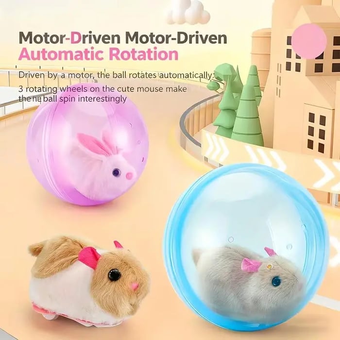 🧒Pet-friendly toys🐱Auto-Rolling Ball with Mouse Hands-Free Play for Indoor Cats