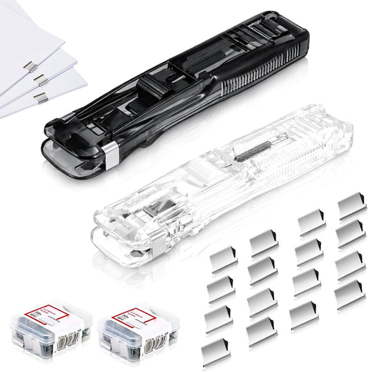 2 Pcs Portable Binder Clip Stapler. with 100 Pcs Small Binder Clips. Non-Destructive Paper Clam Dispenser for Office. Home. School