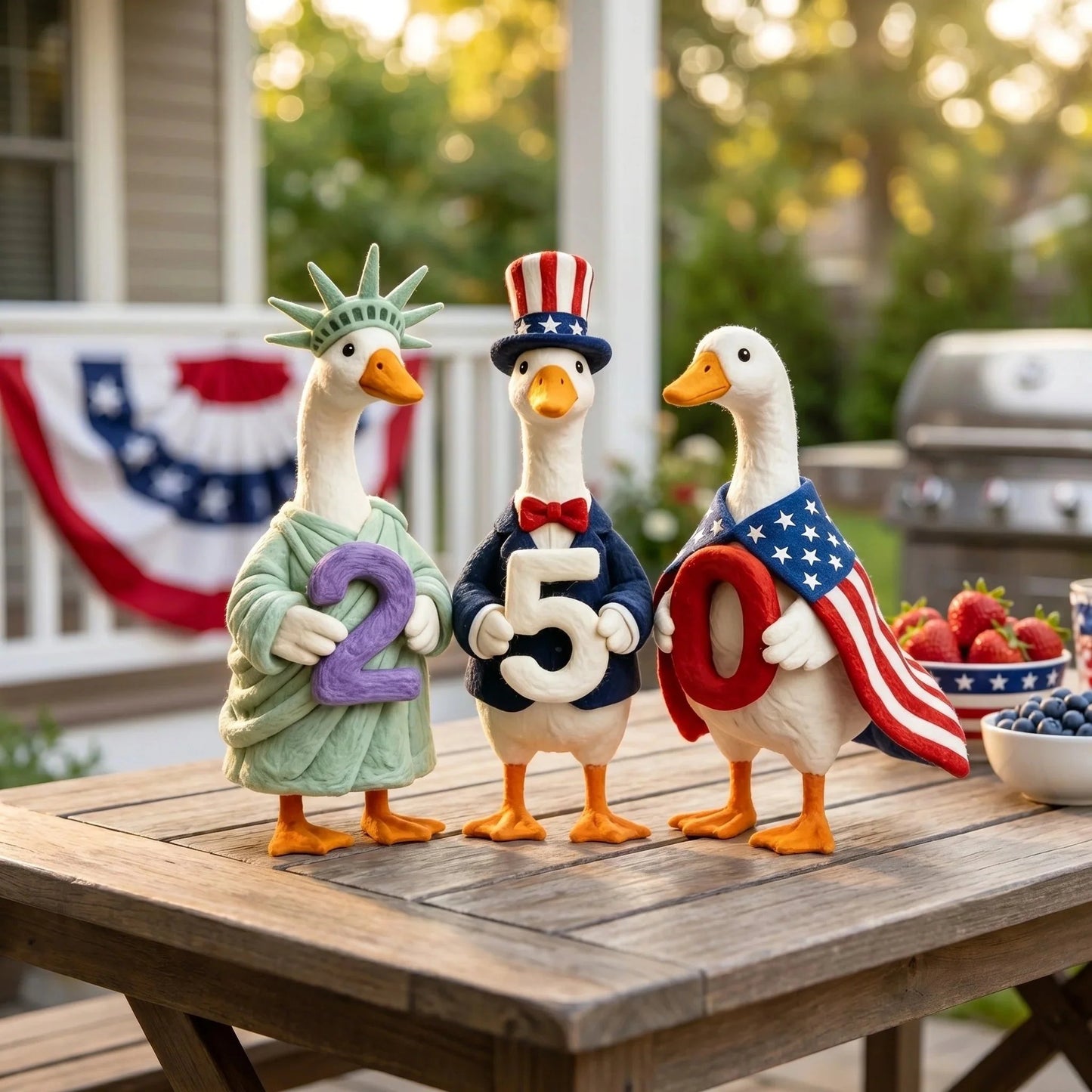 🔥Last Day 49% OFF—Whimsical USA 250 Patriotic Geese Centerpiece