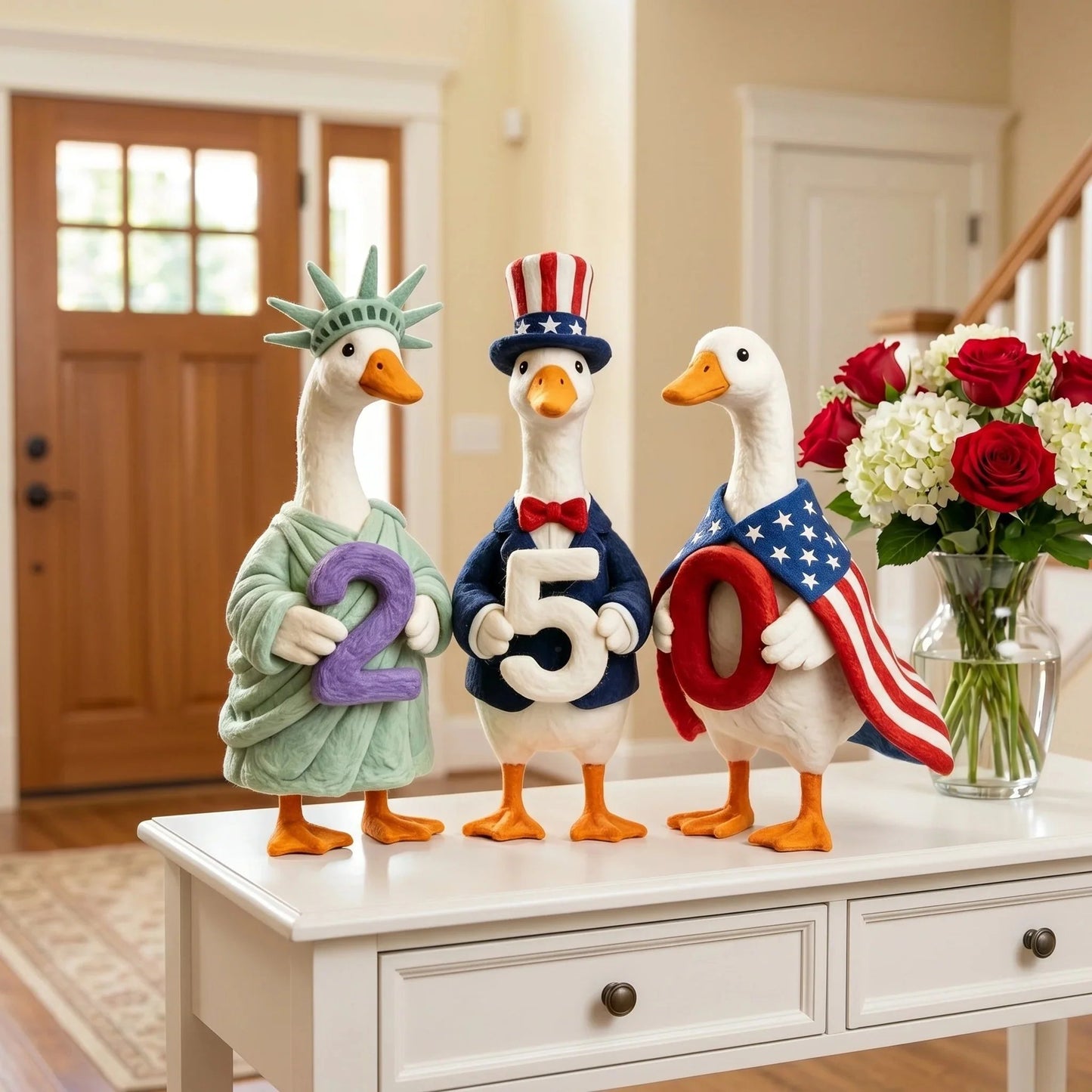 🔥Last Day 49% OFF—Whimsical USA 250 Patriotic Geese Centerpiece
