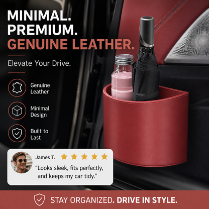 Leather Car Door Cup Holder – Wide‑mouth opening. easy reach for drinks & phone. Clip‑on secure fit. PU leather. tough & stylish. 🛡️✨
