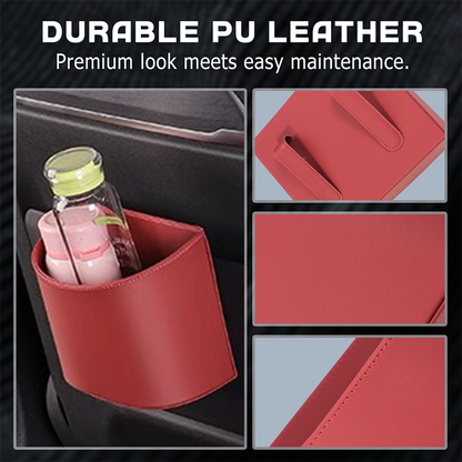 Leather Car Door Cup Holder – Wide‑mouth opening. easy reach for drinks & phone. Clip‑on secure fit. PU leather. tough & stylish. 🛡️✨
