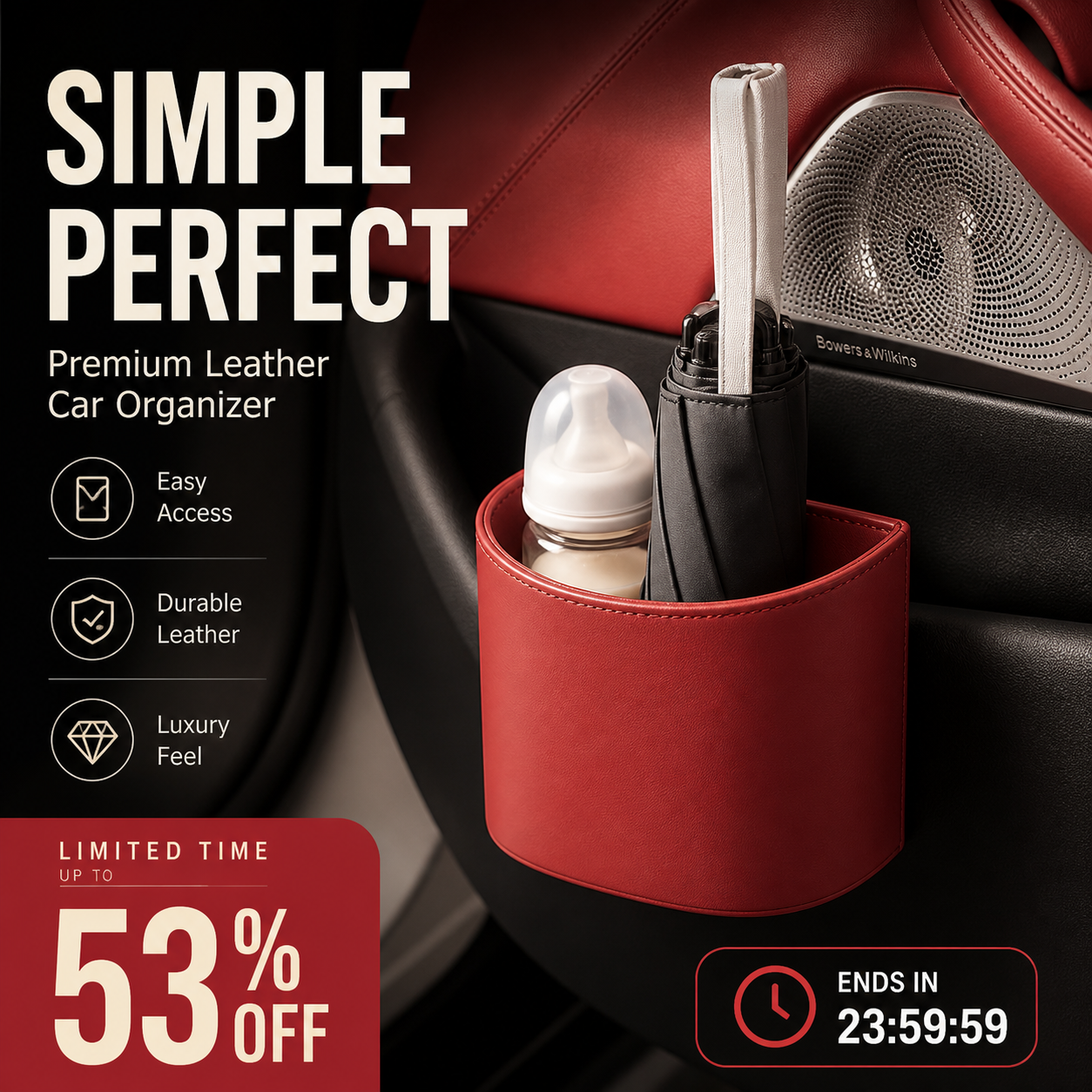 Leather Car Door Cup Holder – Wide‑mouth opening. easy reach for drinks & phone. Clip‑on secure fit. PU leather. tough & stylish. 🛡️✨