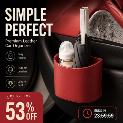 Leather Car Door Cup Holder – Wide‑mouth opening. easy reach for drinks & phone. Clip‑on secure fit. PU leather. tough & stylish. 🛡️✨